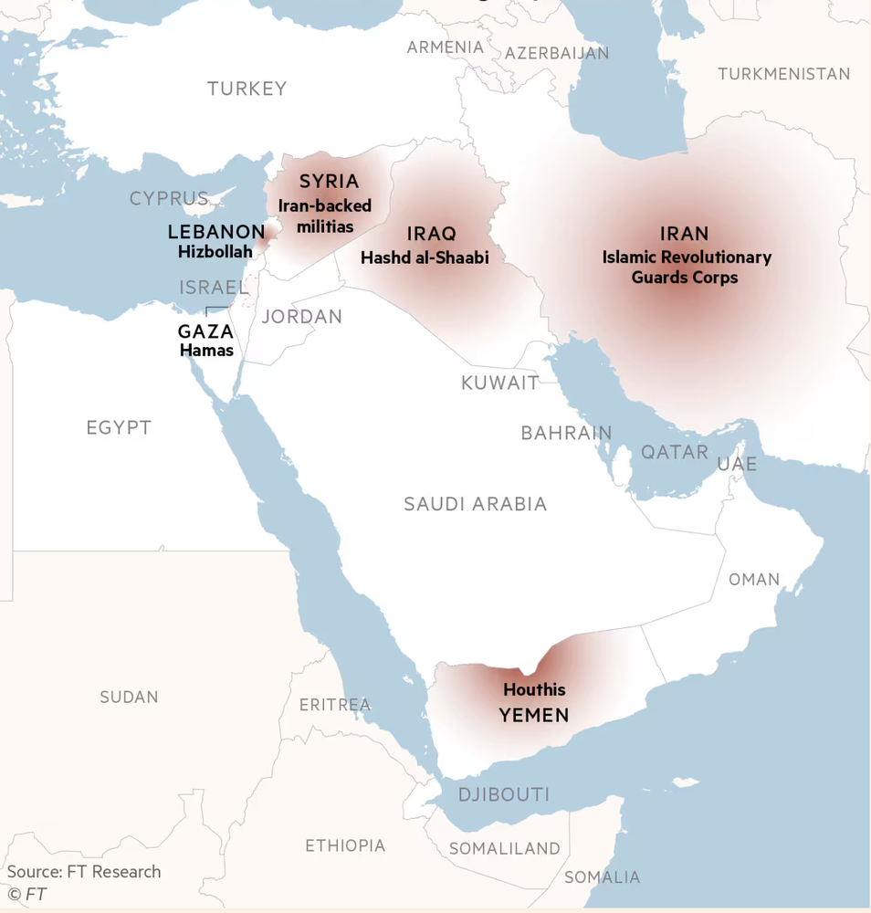 Iranian-backed militias in the Middle East (source: Financial Times)