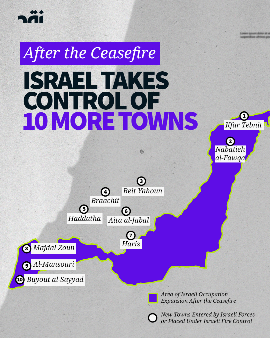 After the ceasefire Israel takes control of 10 more towns